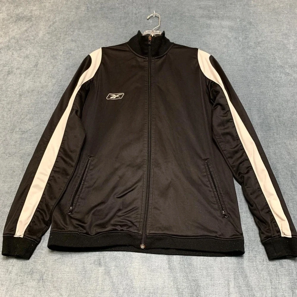 Reebok Track Jacket Men 2XS Black Performance Training Sporty Mock Neck Full Zip